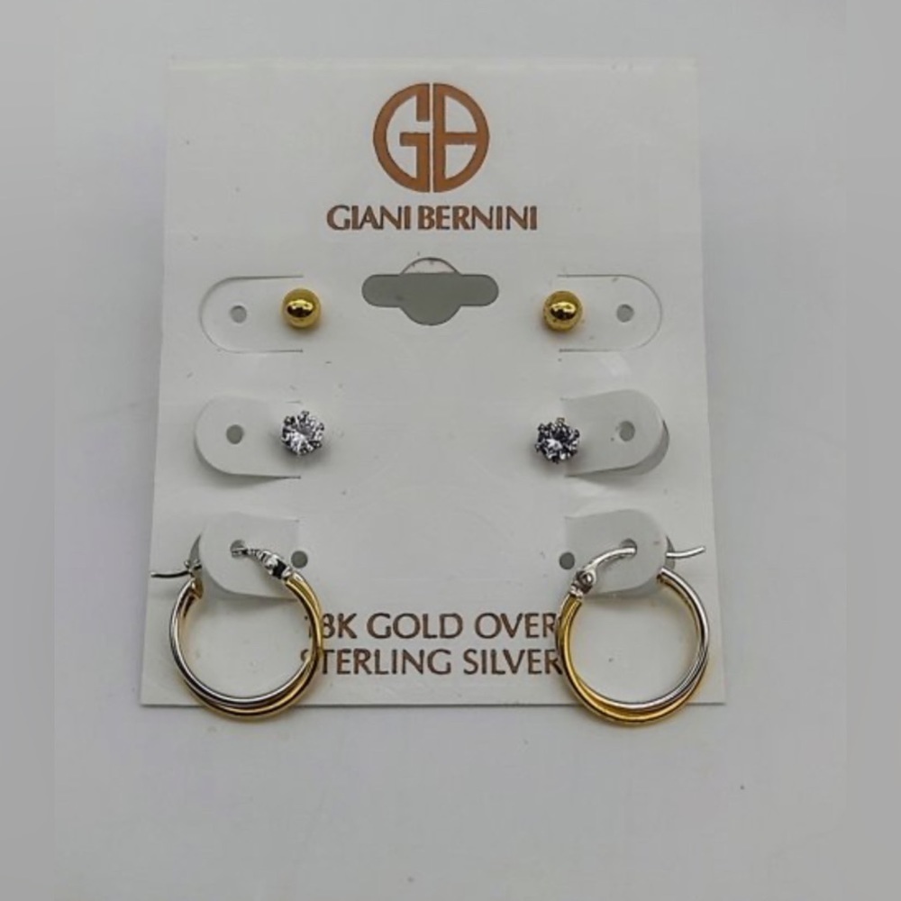 Giani Bernini 3-pc. Set Small Hoop and Ball Stud Earrings in Sterling Silver